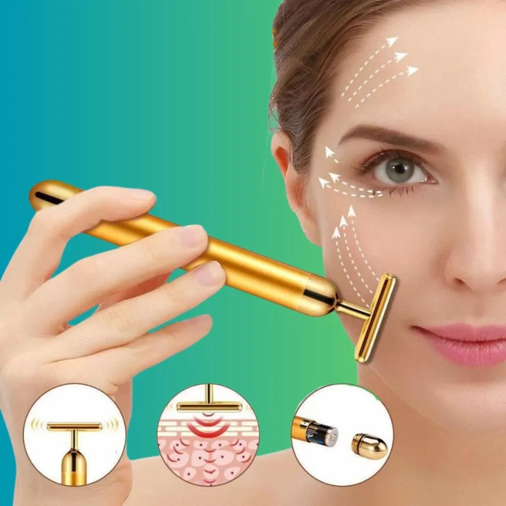 Wiso™ 24K Gold Energy Beauty Bar – Electric Facial Massage Roller