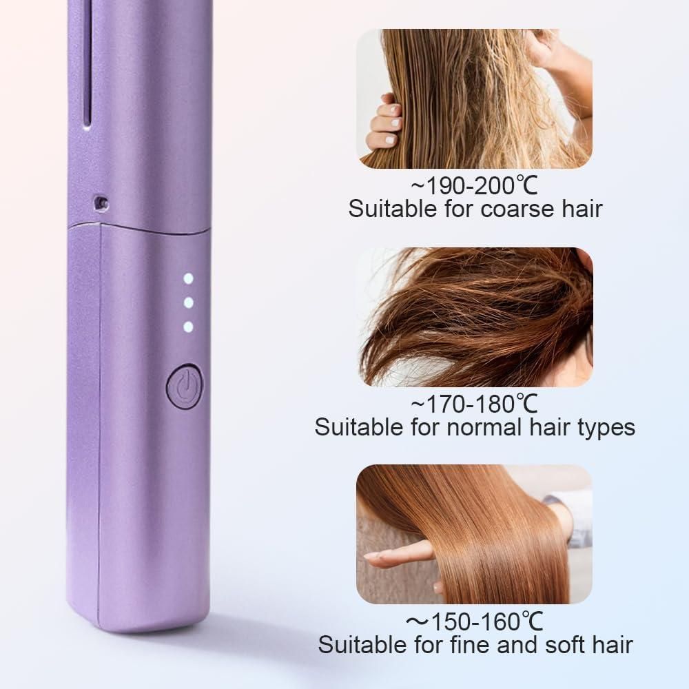 Wiso™ Portable Mini Hair Straightener – Cordless, Rechargeable, Adjustable